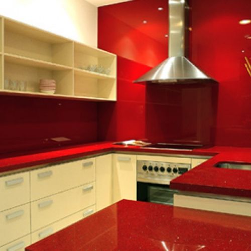 red solid surface vanity design