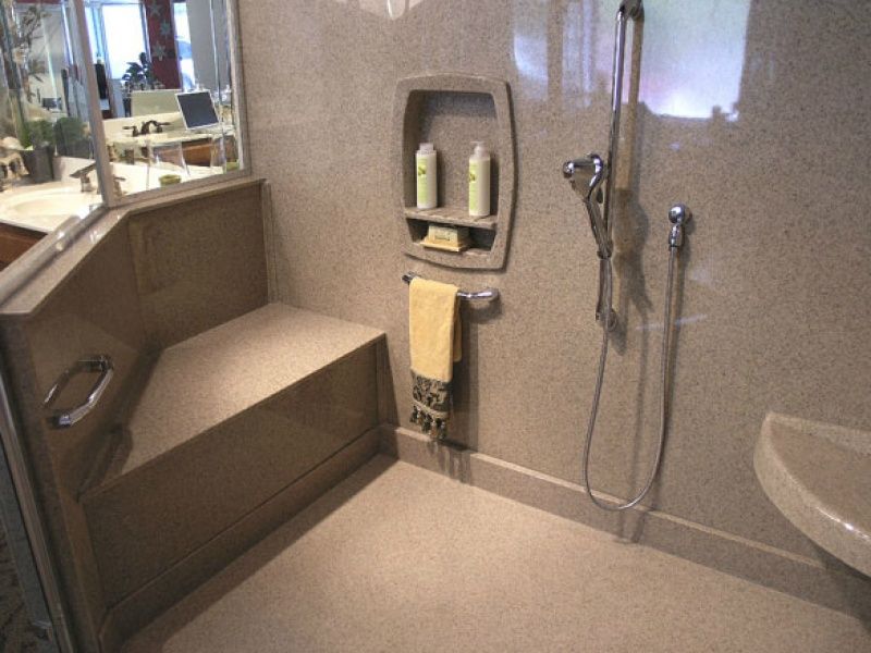 custom shape shower with two seats